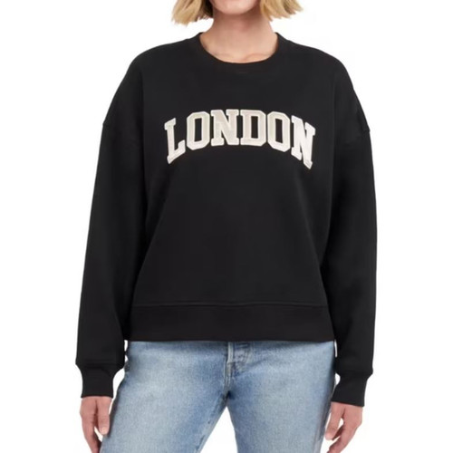 Elle Sport Women's Sweatshirt London Logo Crew Neck, Black, Medium