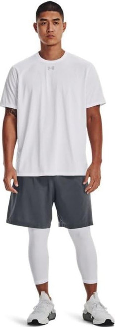 Under Armour Men's Team Tech Loose Cardinal Short Sleeve Shirt, White, Large