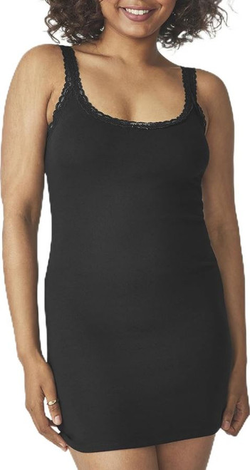 Florence by Mills Women's Ribbed Dress With Lace Trim, Black, Medium