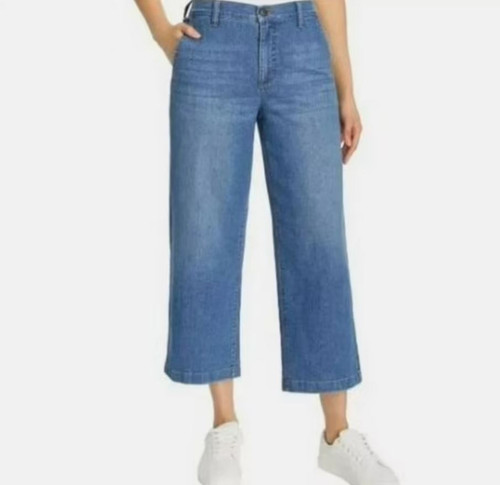 Ella Moss Women's Wide Leg Crop Pant, High Rise, Blue, 10