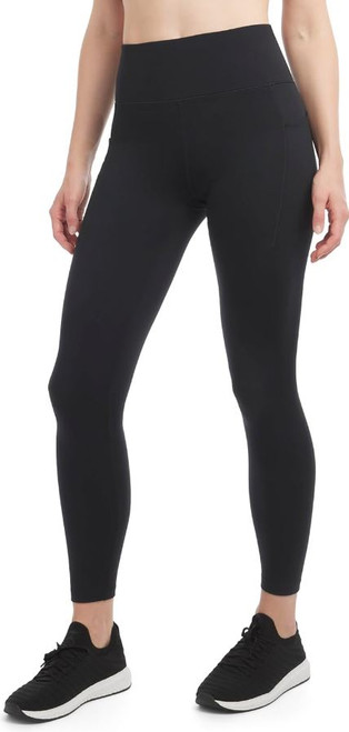 Danskin Women's Satin Stitch High Rise 7/8 Leggings, Black Salt, X-Large