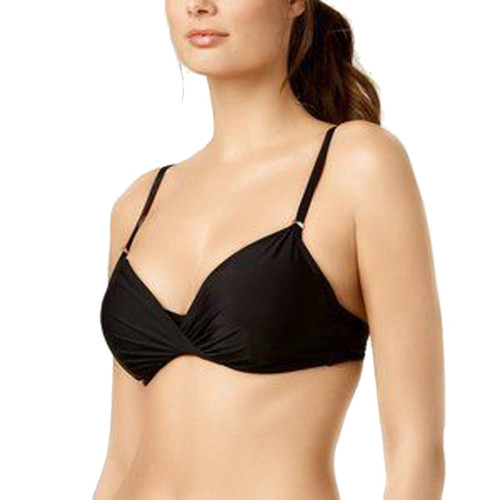 Calvin Klein Liquid Twist Front Underwire Bikini, Black, Large