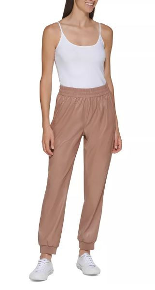 Calvin Klein Faux Leather Jogger Pant, Cafe Ole, X-Large