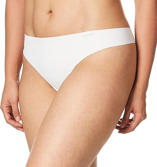 Calvin Klein Women's Invisibles Seamless Thong Panty, White, X-Large
