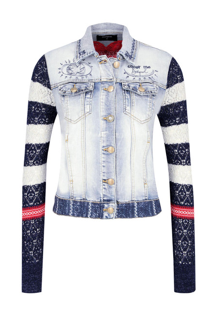 Desigual Women's Sailor Lover Nautical Denim Jacket, Blue, 38