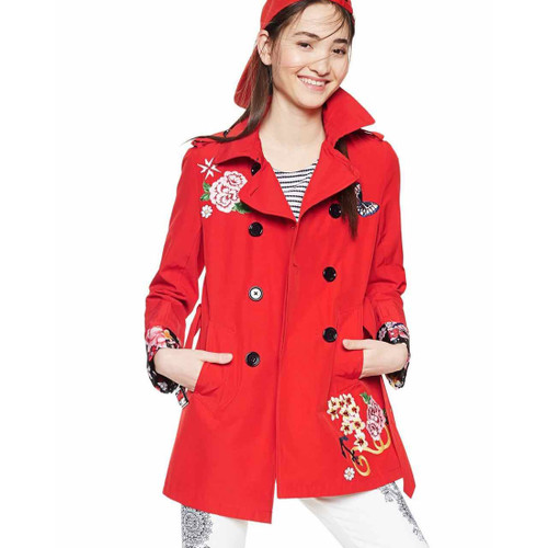Desigual Women's Murielle Floral Parka Coat, Red, 38