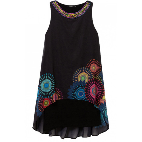 Desigual Beaded Collar Portia Dress, Black/Multi, 38