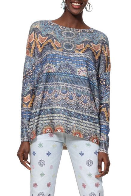 DESIGUAL Womens JUMPER JERSEY PAISLEY LEILA, Multi, Medium