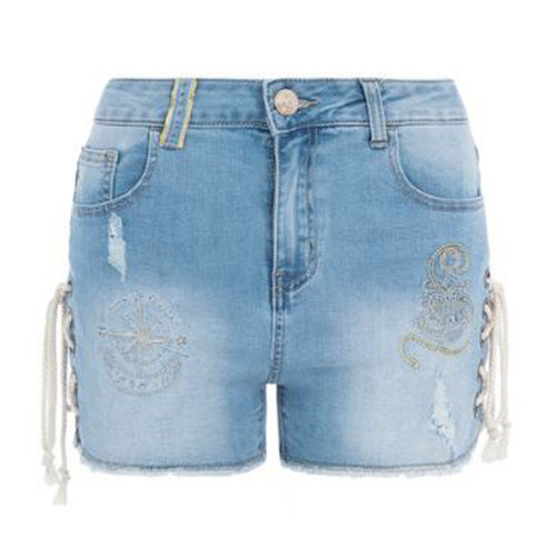 Desigual Women's Magatte Nautical Denim Shorts, Light Blue, 28