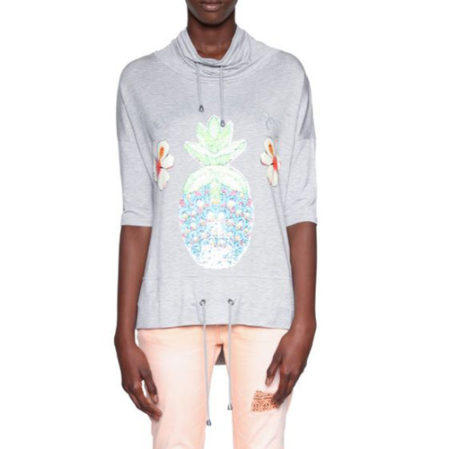 Desigual Women's Over-Sized Pineapple BB Sweatshirt, Grey, Medium