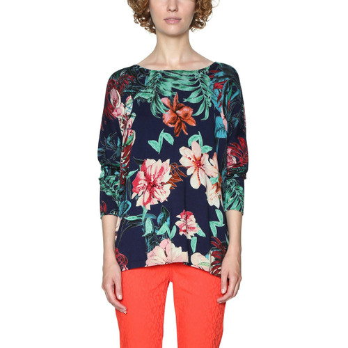 Desigual Women's Tropical Floral Sweater, Navy, Medium