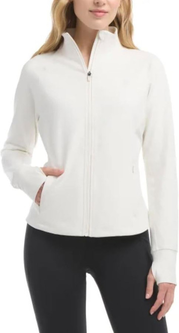 Jockey Women's Satin Stitch Yoga Jacket, Off White, Medium