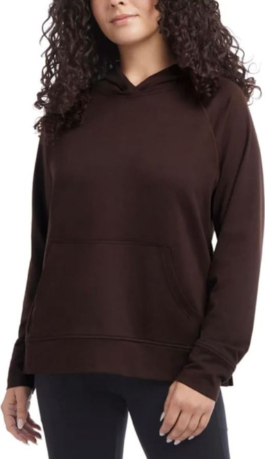 Danskin Women's Long Sleeve Melange Hoodie Pullover, Espresso Heather, Small
