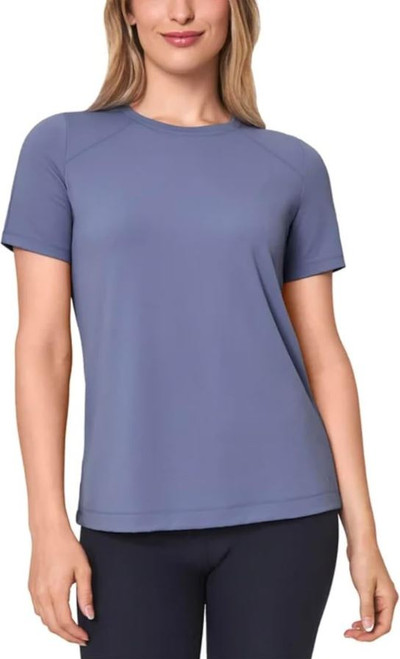 Mondetta Women's Active Stretch Short Sleeve Tee Shirt, Colony Blue, X-Large