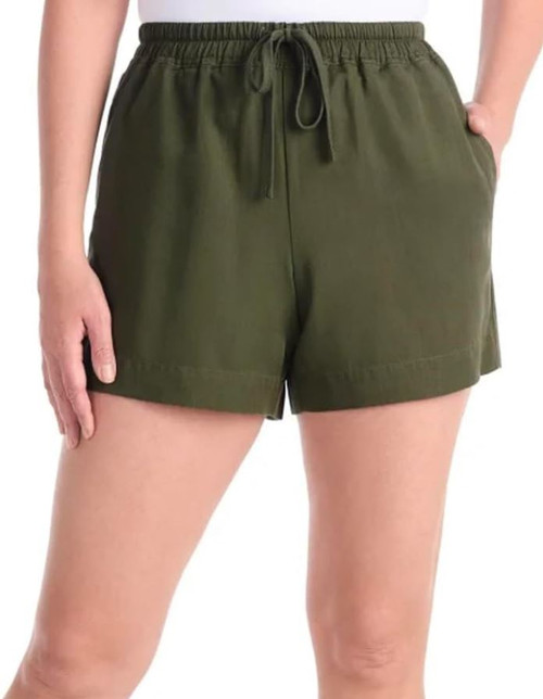 Hilary Radley Women's Pull-On Tencel Short, Olive, Medium