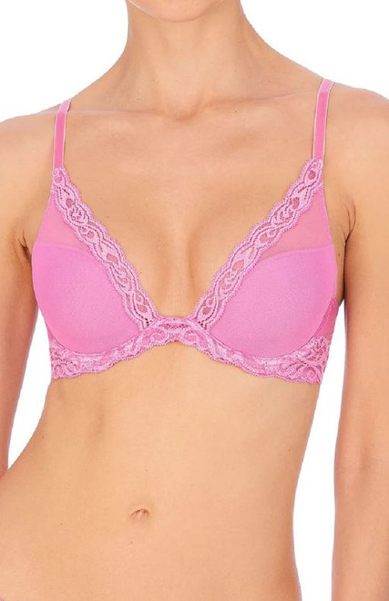 Natori Feathers Contour Plunge Bra with Lace Detail 730023, Violet Quartz, 32DDD