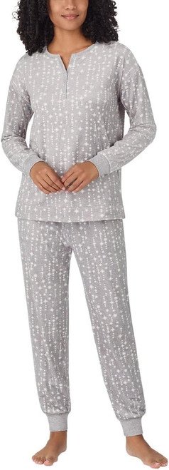 Nautica Women's 2 Piece Fleece Pajama Sleepwear Set, Gray Stars, Small