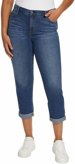 Gloria Vanderbilt Ladies' Cuffed Boyfriend Jeans Mid Rise, Dark Denim, 12