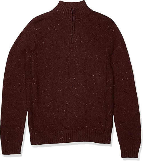 Lucky Brand Donegal Half Zip Mock Neck Sweater, Heather Burgundy, S