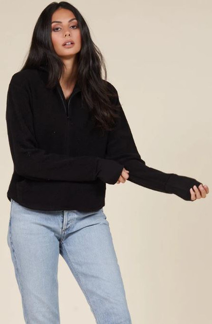 La Made Bello Half Zip Sweatshirt, Black, X-Small