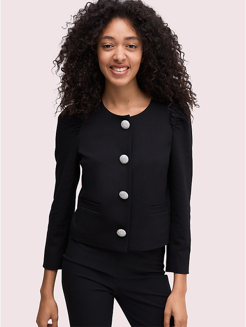 Kate Spade Jewel Button Ponte Jacket, Black, US 4