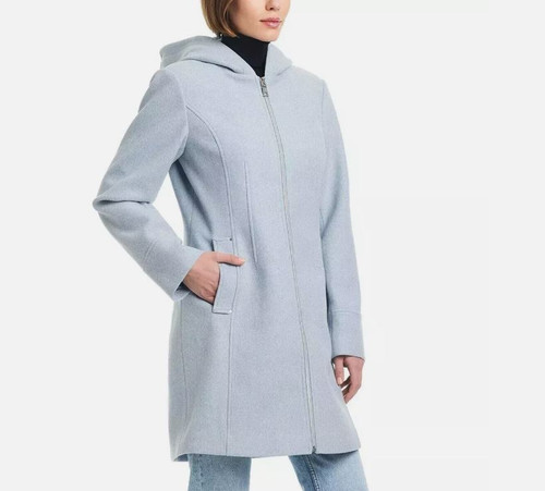 Vince Camuto Ladies Faux Wool Hooded Full Zip Jacket, Blue, X-Large