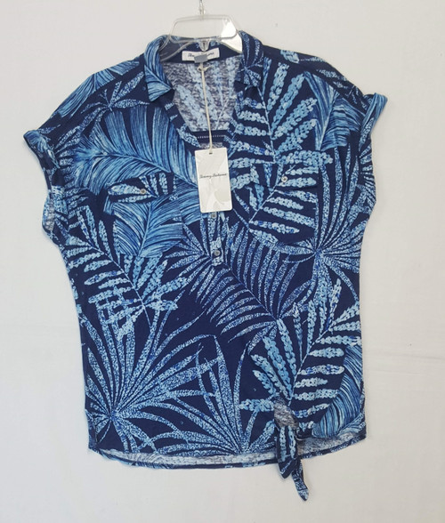 Tommy Bahama Women's Though The Fronds Camp Shirt, Island Navy, Small
