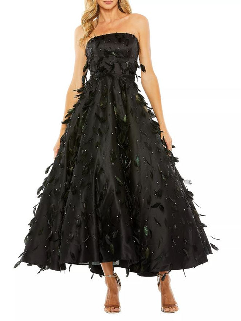 Mac Duggal Feather Embellished Strapless Ball Gown, Black, 16