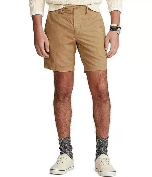 Polo Ralph Lauren Men's Straight Fit, Flat Front, Logo Patch, Luxury Beige, 38