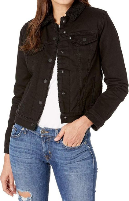 Levi's Women's Original Sherpa Denim Trucker Jacket, Black, X-Small
