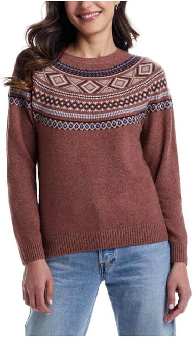 Weatherproof Vintage Women's Long Sleeve Fairisle Sweater, Copper XL