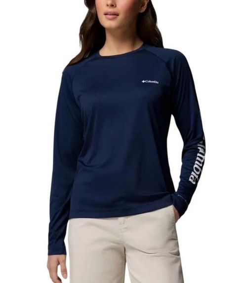Columbia Women’s Omni-Shade Long Sleeve Sun Tee, Collegiate Navy, X-Large