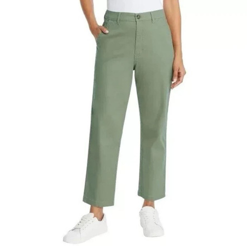 G.H. Bass & Co. Women's Chino Pants Ankle Length, Green, 6