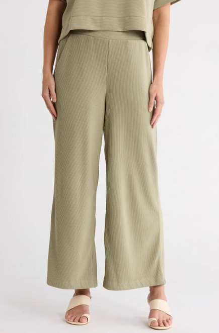 Adrianna Papell Women's Wide Leg Crop Pants, Green, Medium