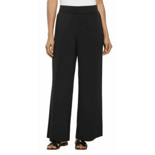 Three Dots Women's Wide Leg Pull On Pants, Black, Medium