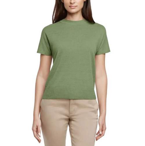 Banana Republic Women's Linen Blend Short Sleeve Top, Green, Small