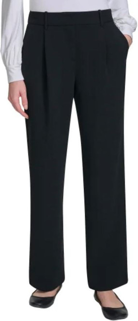 DKNY Women's Stretch High Rise Wide Leg Pant, Black, 2