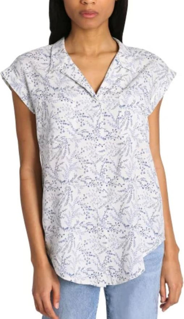 Jachs Girlfriend New York Women's Button Front Blouse, White Floral, Small