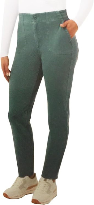 32 Degrees Women's Knit Stretch Elastic Waist Twill Pants, Green, X-Large