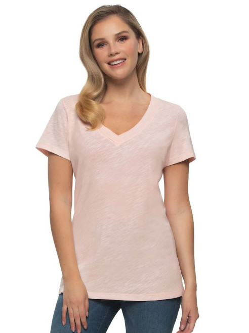 Felina Women's Slub Jersey V-Neck Tunic, Pink, Large