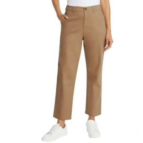 G.H. Bass & Co. Women Stylish Chino Ankle Pants, Brown, 12