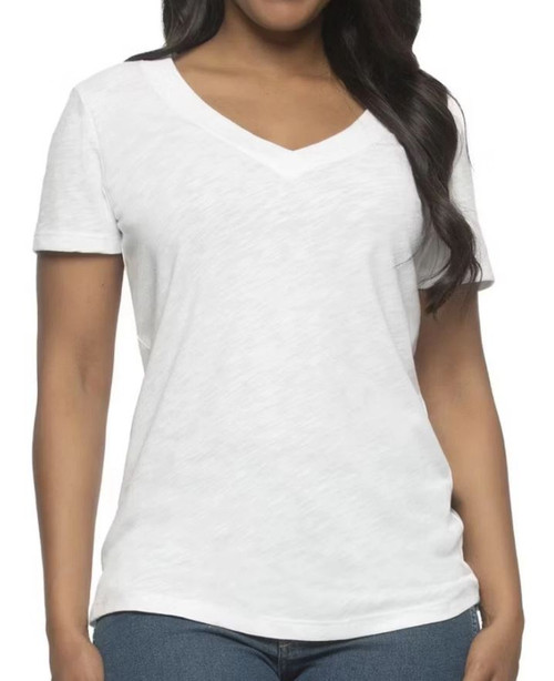 Felina Women's Slub Jersey V-Neck Tunic, White, Medium