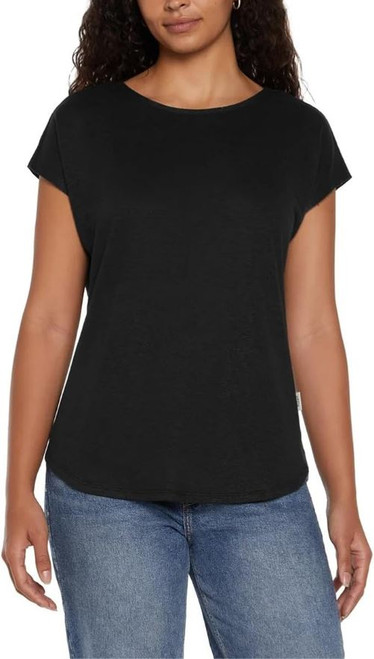 Orvis Women’s Linen Blend Short Sleeve Top, Black, Small
