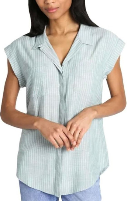 Jachs Girlfriend New York Women's Button Front Blouse, Green, 2X-Large
