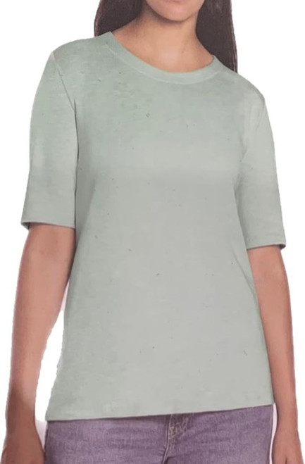 Orvis Women's Scoop Neck Pima Cotton Elbow Sleeve Top, Green, Small