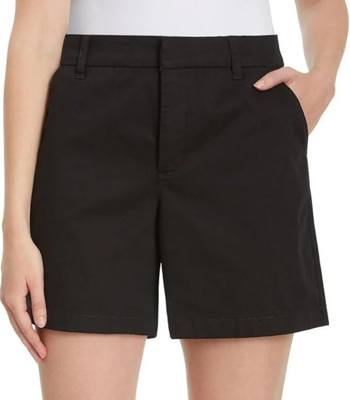 Gloria Vanderbilt Women High Rise Cotton Chino Shorts, Black, 14
