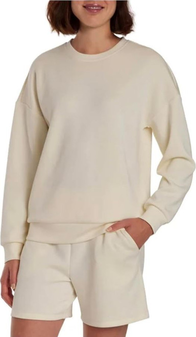 Lazypants Women's Long Sleeve Luxe Crewneck Pullover Sweatshirt, Butter Yellow, X-Large
