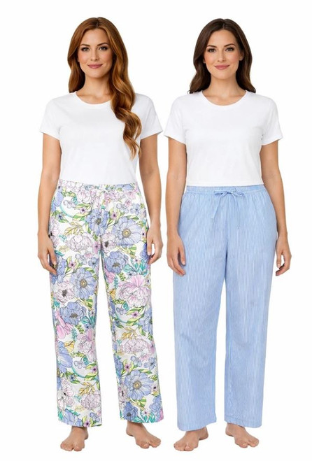 GAP Women’s Relaxed Fit Cotton PJ Pant, 2-Pack, Blue, X-Large