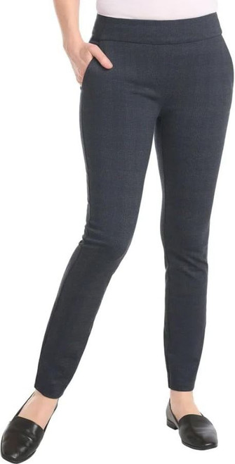 Dalia Women’s Pull On Ponte Pant, Mid Rise, Tummy Control Panel, Navy Combo, Medium