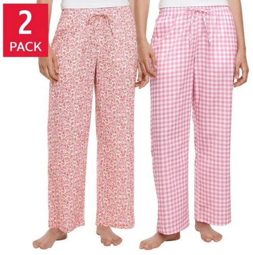 GAP Women’s Relaxed Fit Cotton PJ Pant, 2-Pack, Pink, Small